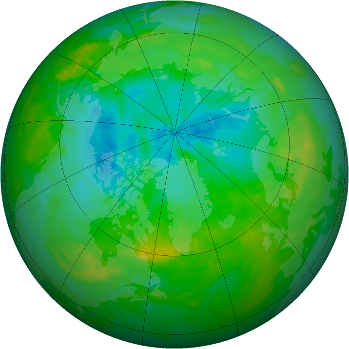 Arctic ozone map for 06 August 1989
